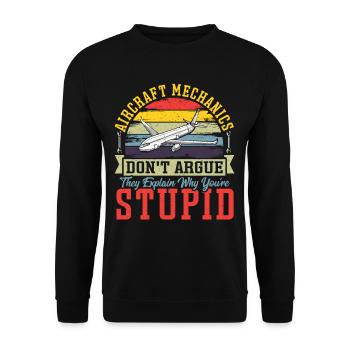 Aircraft Mechanics Don't Argue Aviation Mechanic - Unisex Sweatshirt - black - Front - Alina (178cm) & Michal (187cm)