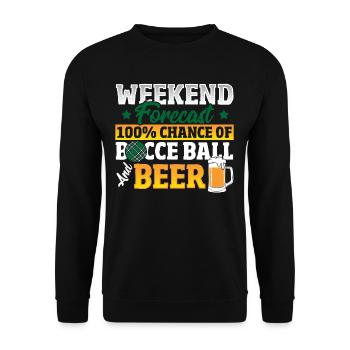 Prévisions du week-end 100% de chances de pétanque et de bière - Sweat-shirt Unisexe - noir - Devant - Alina (178cm) & Michal (187cm)