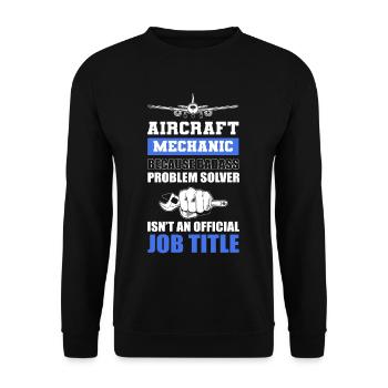 Aircraft Mechanic Official Job Title Aviation - Unisex Sweatshirt - black - Front - Alina (178cm) & Michal (187cm)