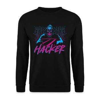 Hacker Hacking Computer Nerd Network Developer - Sweat-shirt Unisexe - noir - Devant - Alina (178cm) & Michal (187cm)