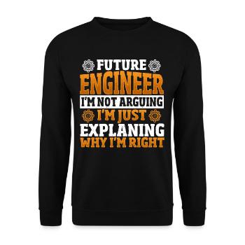 Futur Ingénieur Génie Mécanique Mécanique - Sweat-shirt Unisexe - noir - Devant - Alina (178cm) & Michal (187cm)