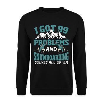 J’ai 99 problèmes et le snowboard résout tout - Sweat-shirt Unisexe - noir - Devant - Alina (178cm) & Michal (187cm)