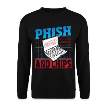 Phish and Chips Hacker Hacking Internet Network - Unisex Sweatshirt - black - Front - Alina (178cm) & Michal (187cm)