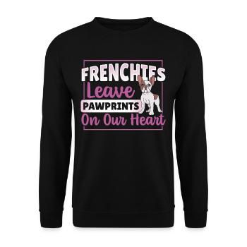 Frenchies Leave Pawprints on Our Heart French - Unisex Sweatshirt - black - Front - Alina (178cm) & Michal (187cm)