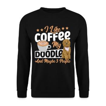 J’aime le café mon doodle et peut-être 3 personnes dorées - Sweat-shirt Unisexe - noir - Devant - Alina (178cm) & Michal (187cm)