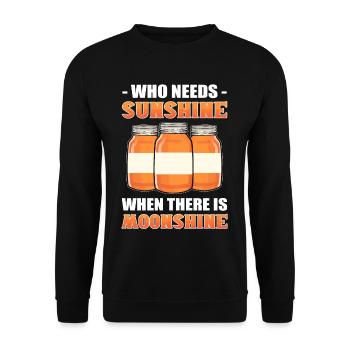 Who Needs Sunshine When There Is Moonshine - Unisex Sweatshirt - black - Front - Alina (178cm) & Michal (187cm)
