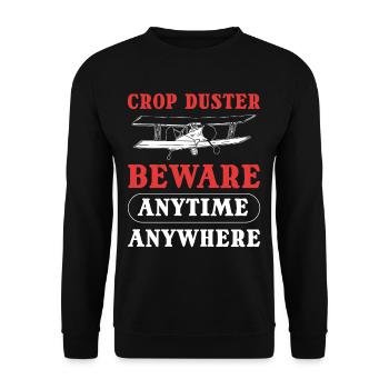 Crop Duster Beware Anytime Anywhere Farting Crop - Unisex Sweatshirt - black - Front - Alina (178cm) & Michal (187cm)