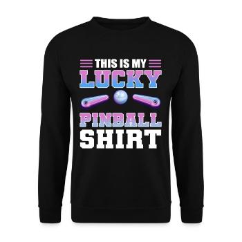 Ceci est mon Lucky Pinball Shirt Flipper Arcade - Sweat-shirt Unisexe - noir - Devant - Alina (178cm) & Michal (187cm)