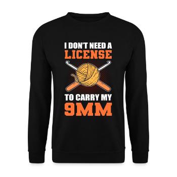 I Do Not Need A License To Carry My 9MM - Unisex Pullover - Schwarz - Vorne - Alina (178cm) & Michal (187cm)