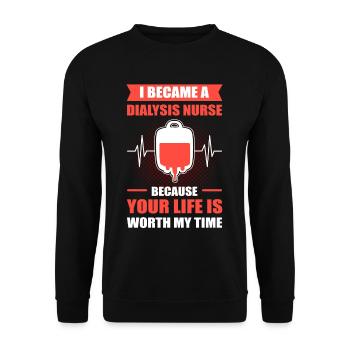 Infirmière en dialyse parce que votre vie vaut mon temps - Sweat-shirt Unisexe - noir - Devant - Alina (178cm) & Michal (187cm)