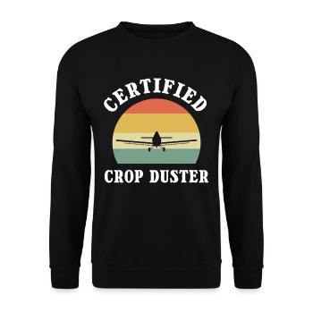 Certified Crop Duster Farting Joke Crop Dusting - Unisex Sweatshirt - black - Front - Alina (178cm) & Michal (187cm)