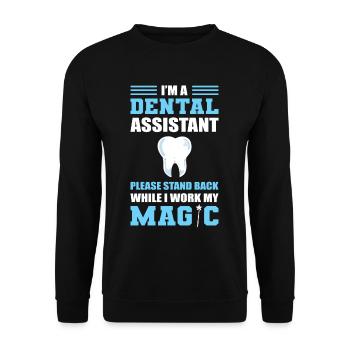 L’assistante dentaire prend du recul pendant que je travaille ma magie - Sweat-shirt Unisexe - noir - Devant - Alina (178cm) & Michal (187cm)