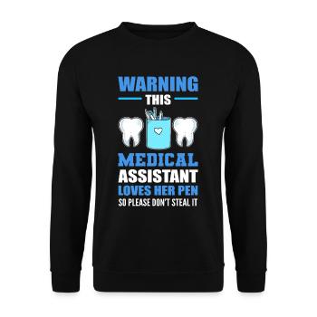 Avertissement L’assistante dentaire aime sa dentisterie de stylo - Sweat-shirt Unisexe - noir - Devant - Alina (178cm) & Michal (187cm)