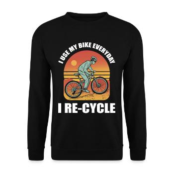 I Use My Bike Every Day I Re-Cycle Bicycling Bike - Unisex Sweatshirt - black - Front - Alina (178cm) & Michal (187cm)