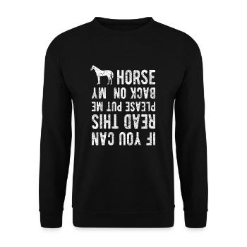 Back on my Horse Pferde Spruch Reiter Pferd Reiten - Unisex Pullover - Schwarz - Vorne - Alina (178cm) & Michal (187cm)