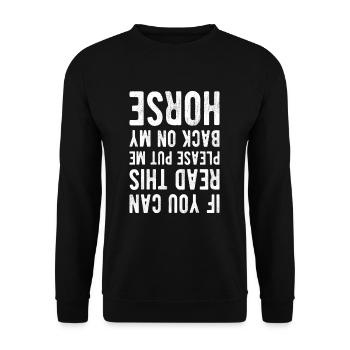 If you can read this put me back on my Horse - Unisex Pullover - Schwarz - Vorne - Alina (178cm) & Michal (187cm)