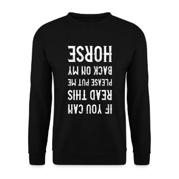 Please put me back on my Horse - Unisex Pullover - Schwarz - Vorne - Alina (178cm) & Michal (187cm)