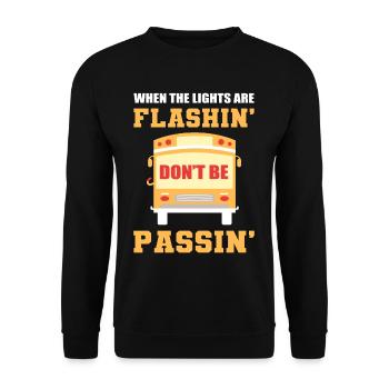 When The Lights Are Flashin' Bus Driver School - Unisex Pullover - Schwarz - Vorne - Alina (178cm) & Michal (187cm)