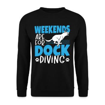 Weekends Are For Dock Diving Dog Jumping - Unisex Sweatshirt - black - Front - Alina (178cm) & Michal (187cm)