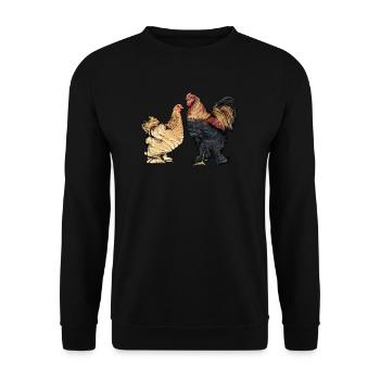Brahma Hühner I Chicken Geflügel Motiv für - Unisex Pullover - Schwarz - Vorne - Alina (178cm) & Michal (187cm)