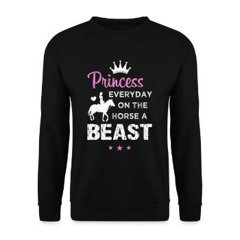 Princess Everyday Beast Reiterin Pferde Spruch - Unisex Pullover - Schwarz - Vorne - Alina (178cm) & Michal (187cm)