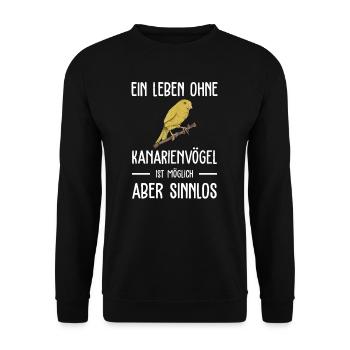 Kanarienvogel I Kanarie Girlitze Nymphen für Vogel - Unisex Pullover - Schwarz - Vorne - Alina (178cm) & Michal (187cm)