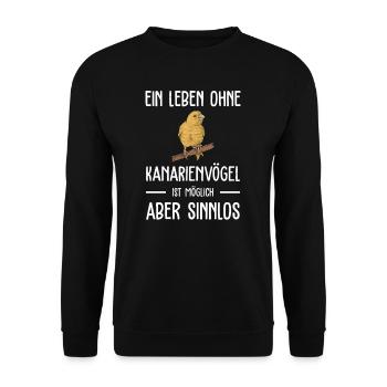 Kanarienvogel I Kanarie Girlitze Nymphen für Vogel - Unisex Pullover - Schwarz - Vorne - Alina (178cm) & Michal (187cm)