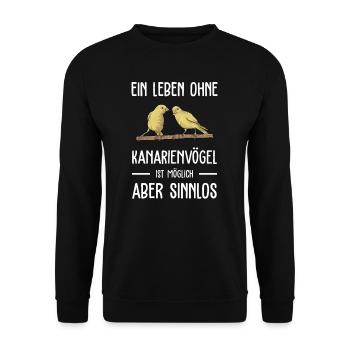 Kanarienvogel I Kanarie Girlitze Nymphen für Vogel - Unisex Pullover - Schwarz - Vorne - Alina (178cm) & Michal (187cm)