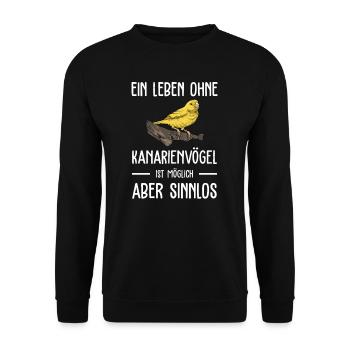 Kanarienvogel I Kanarie Girlitze Nymphen für Vogel - Unisex Pullover - Schwarz - Vorne - Alina (178cm) & Michal (187cm)