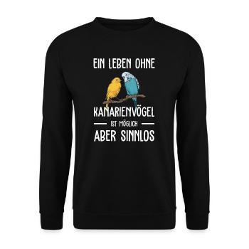 Kanarienvogel I Kanarie Girlitze Nymphen für Vogel - Unisex Pullover - Schwarz - Vorne - Alina (178cm) & Michal (187cm)