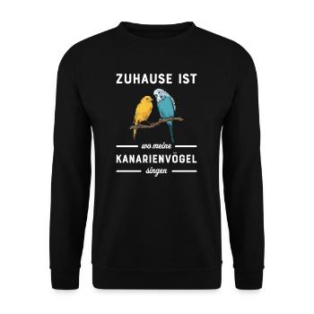 Kanarienvogel I Kanarie Girlitze Nymphen für Vogel - Unisex Pullover - Schwarz - Vorne - Alina (178cm) & Michal (187cm)