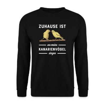 Kanarienvogel I Kanarie Girlitze Nymphen für Vogel - Unisex Pullover - Schwarz - Vorne - Alina (178cm) & Michal (187cm)
