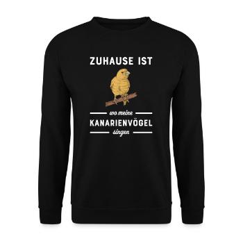 Kanarienvogel I Kanarie Girlitze Nymphen für Vogel - Unisex Pullover - Schwarz - Vorne - Alina (178cm) & Michal (187cm)