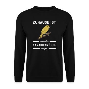 Kanarienvogel I Kanarie Girlitze Nymphen für Vogel - Unisex Pullover - Schwarz - Vorne - Alina (178cm) & Michal (187cm)