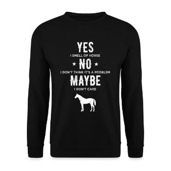 Yes No Maybe Lustiger Reiter Spruch Pferde Pferd - Unisex Pullover - Schwarz - Vorne - Alina (178cm) & Michal (187cm)