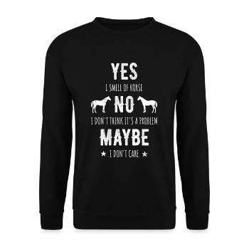 Lustiger Reiter Spruch Reiterin Pferde Pferd - Unisex Pullover - Schwarz - Vorne - Alina (178cm) & Michal (187cm)
