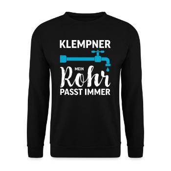 Klempner I Heizungsbauer Heizung Motiv für - Unisex Pullover - Schwarz - Vorne - Alina (178cm) & Michal (187cm)