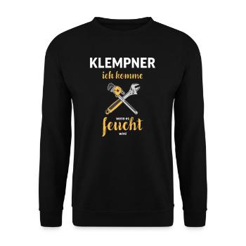 Klempner I Heizungsbauer Heizung Motiv für - Unisex Pullover - Schwarz - Vorne - Alina (178cm) & Michal (187cm)
