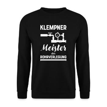 Klempner I Heizungsbauer Heizung Motiv für - Unisex Pullover - Schwarz - Vorne - Alina (178cm) & Michal (187cm)