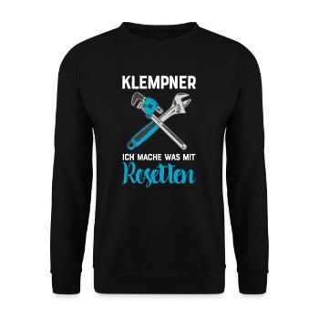 Klempner I Heizungsbauer Heizung Motiv für - Unisex Pullover - Schwarz - Vorne - Alina (178cm) & Michal (187cm)