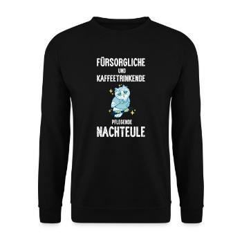 Krankenschwester I Nachteule im Nachtdienst für - Unisex Pullover - Schwarz - Vorne - Alina (178cm) & Michal (187cm)