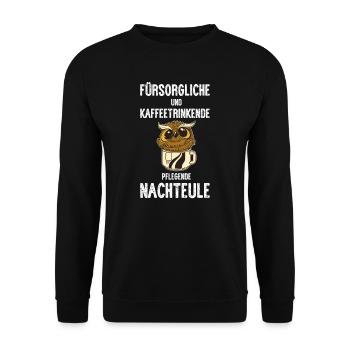 Krankenschwester I Nachteule im Nachtdienst für - Unisex Pullover - Schwarz - Vorne - Alina (178cm) & Michal (187cm)