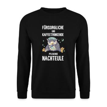 Krankenschwester I Nachteule im Nachtdienst für - Unisex Pullover - Schwarz - Vorne - Alina (178cm) & Michal (187cm)