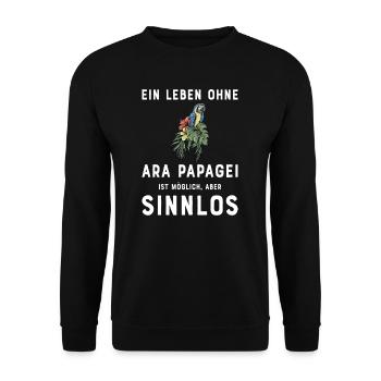 Ara Papagei I Südamerika Exotischer Vogel für - Unisex Pullover - Schwarz - Vorne - Alina (178cm) & Michal (187cm)