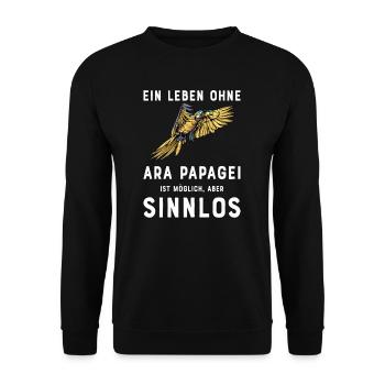 Ara Papagei I Südamerika Exotischer Vogel für - Unisex Pullover - Schwarz - Vorne - Alina (178cm) & Michal (187cm)