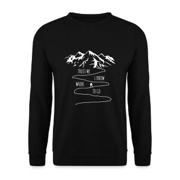 Lustiger Wander Spruch Berge Berg Wandern - Unisex Pullover - Schwarz - Vorne - Alina (178cm) & Michal (187cm)