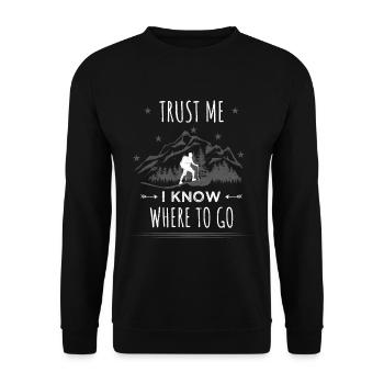 Lustiger Wander Spruch Berge Berg Wandern - Unisex Pullover - Schwarz - Vorne - Alina (178cm) & Michal (187cm)
