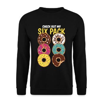 Check Out My Six Pack Donut Saying Donuts Sixpack - Unisex Sweatshirt - black - Front - Alina (178cm) & Michal (187cm)
