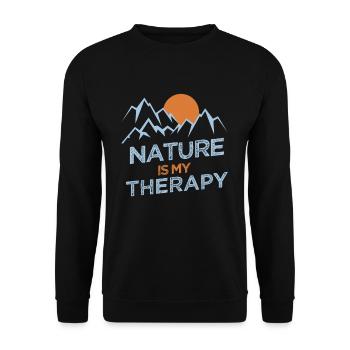 La nature est ma thérapie Montagne Panorama Montagnes du Soleil Montagne - Sweat-shirt Unisexe - noir - Devant - Alina (178cm) & Michal (187cm)