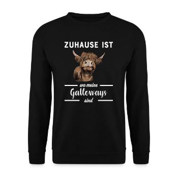 Galloway Rind I Schottland Rinderzucht für - Unisex Pullover - Schwarz - Vorne - Alina (178cm) & Michal (187cm)